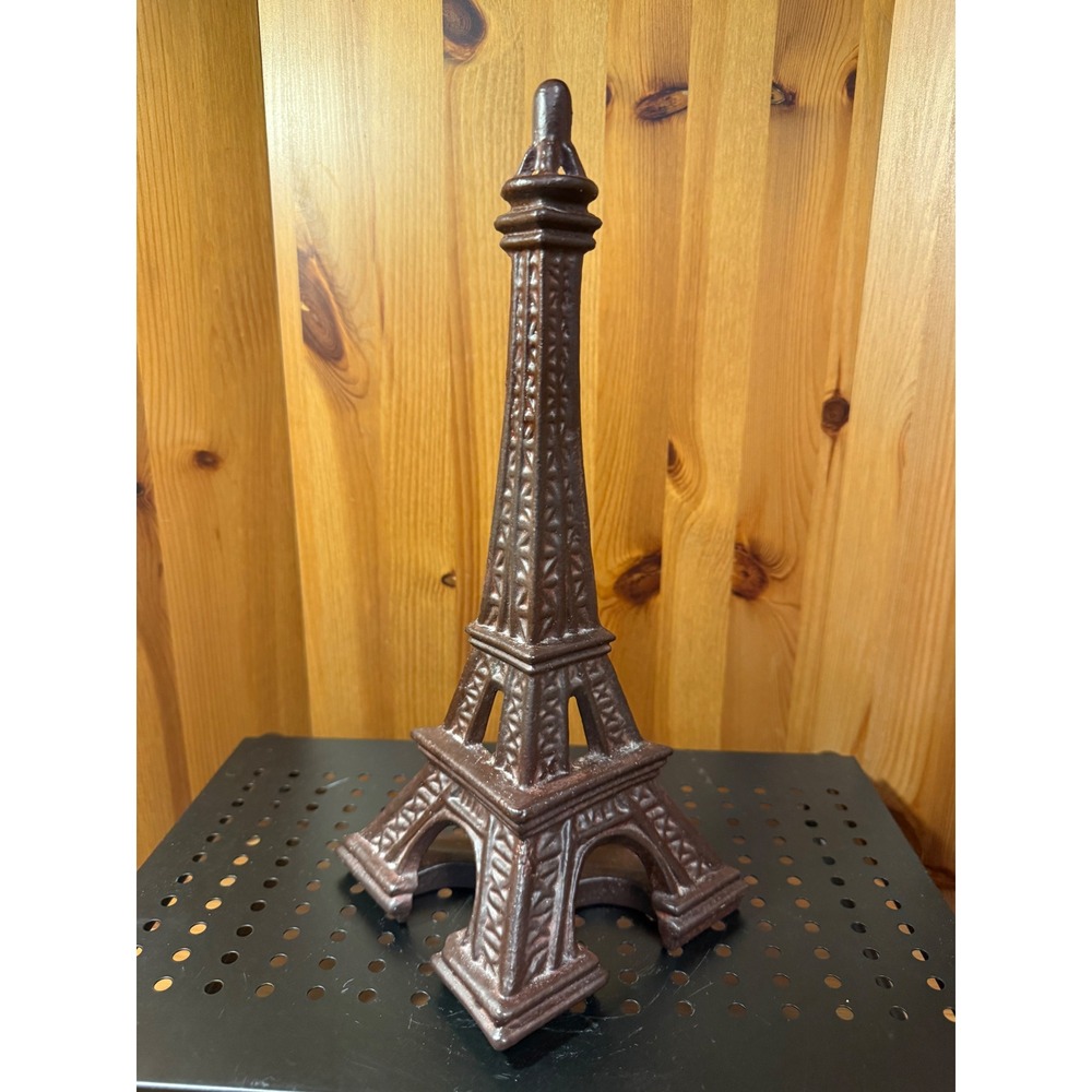 13" Cast‎ Iron Eiffel Tower Statue Paris France Decor Heavy Brown Sculpture